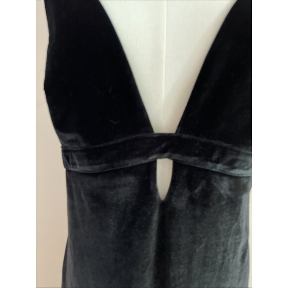 Y2K Express Velvet Midi Slip Dress Size 10 Black Babydoll Stretch Whimsigoth - Picture 3 of 11
